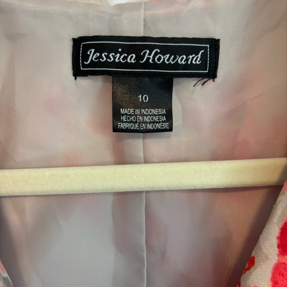 Jessica Howard Silver Pink Floral Faux Wrap V Neck Midi Dress Sleeveless 10 - Picture 4 of 15